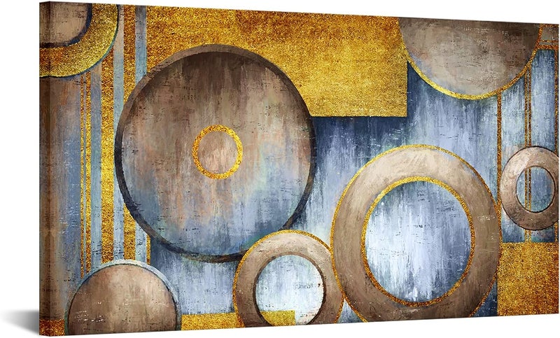 iHAPPYWALL Large Abstract Geometric Circle Canvas Wall Art - Image 1