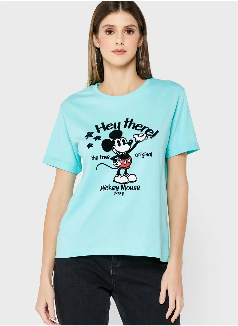 MICKEY MOUSE Crew Neck Graphic T-Shirt