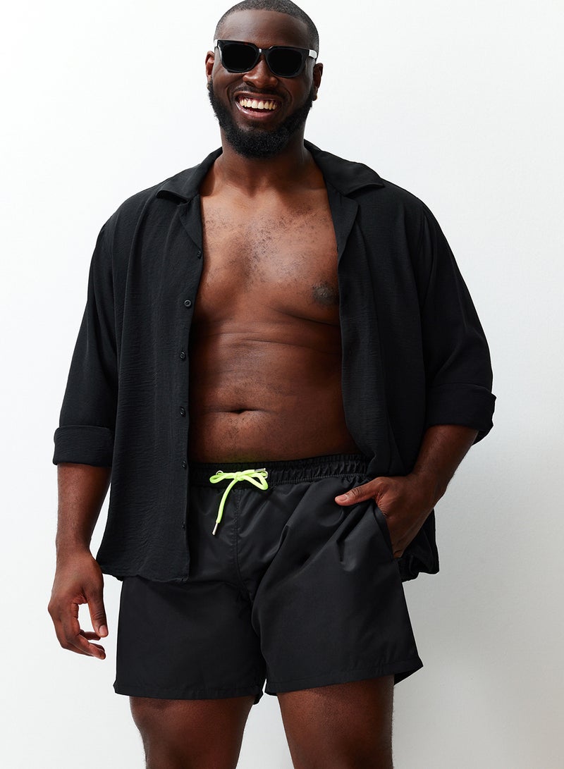 trendyol Black Plus Size Standard Fit Swim Shorts Tmnss24Kd00000 - Image 1