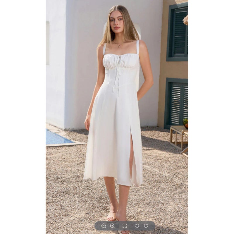 2024 Summer Export Commuter Elegant Pure Color Fashion Classy Suspender Dress Skirt For Women - Image 1