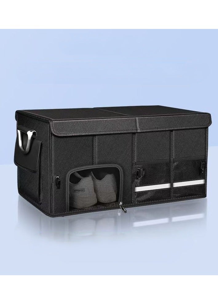 منظم صندوق السيارة بغطاء, تخزين قابل للطي متعدد الأقسام للدفع الرباعي والشاحنة والسيارة - Image 1