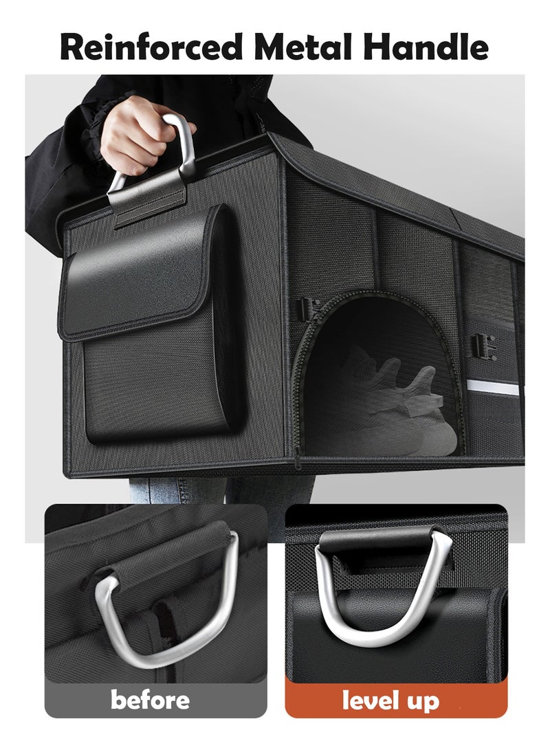 منظم صندوق السيارة بغطاء, تخزين قابل للطي متعدد الأقسام للدفع الرباعي والشاحنة والسيارة - Image 4