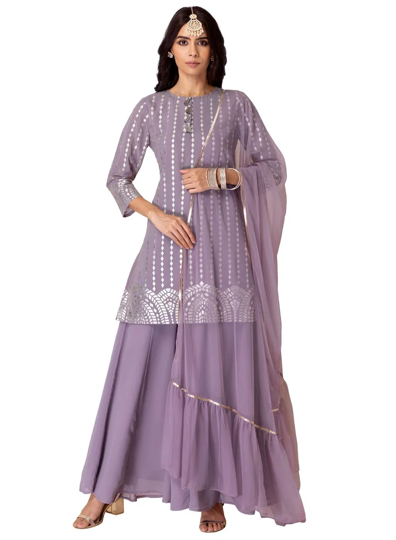 indya Gota Ruffled Mesh Dupatta