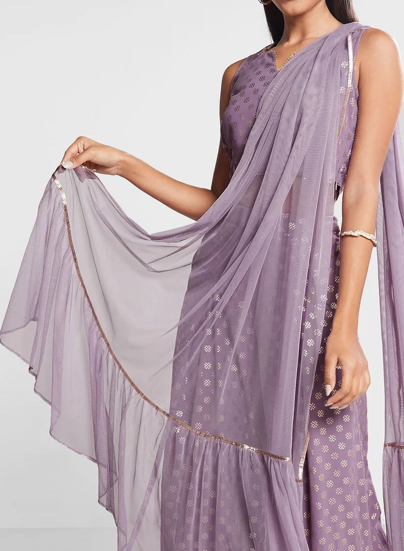 indya Gota Ruffled Mesh Dupatta