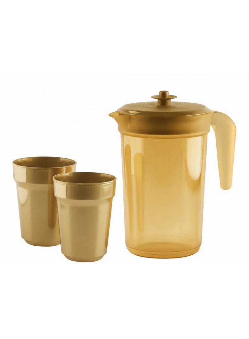 Durable Golden Pitcher and Tumblers Set - 3 Pieces