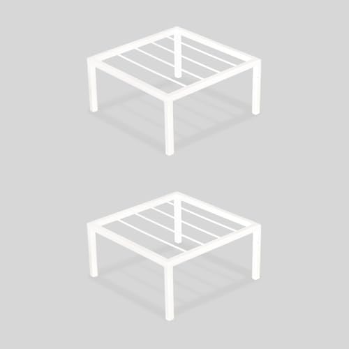 BonKaso Square (Pack of 6) Metal Plant Stand for Balcony & Garden (25.4x 25.4 x 12.7 cm) | Flower Pot Holder for Indoor & Outdoor Use | Decorative Planter Stand for Living Room & Home Decor- White - Image 1