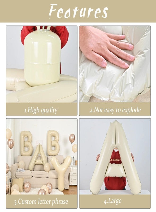 Biapian 40 Inch MRS Letter Balloons, Big Cream MRS Foil Balloons, 3 Pcs Giant Foil Large Aluminum Balloon Helium for Wedding Bride to Be Anniversary Couple Sweetheart Hen Party Decoration (Cream) - Image 3