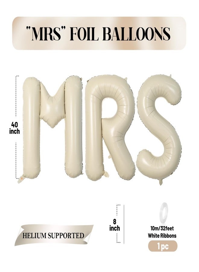 Biapian 40 Inch MRS Letter Balloons, Big Cream MRS Foil Balloons, 3 Pcs Giant Foil Large Aluminum Balloon Helium for Wedding Bride to Be Anniversary Couple Sweetheart Hen Party Decoration (Cream) - Image 2