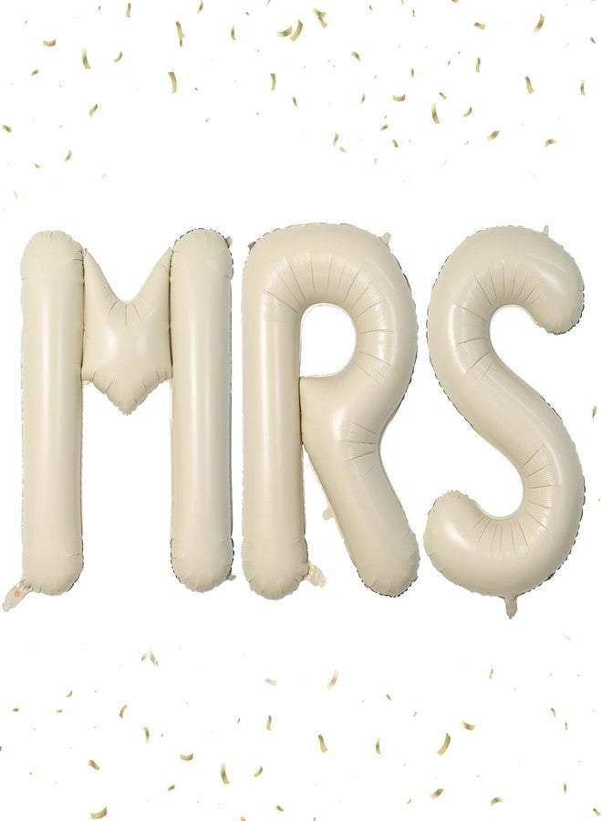 Biapian 40 Inch MRS Letter Balloons, Big Cream MRS Foil Balloons, 3 Pcs Giant Foil Large Aluminum Balloon Helium for Wedding Bride to Be Anniversary Couple Sweetheart Hen Party Decoration (Cream) - Image 1