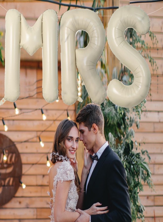 Biapian 40 Inch MRS Letter Balloons, Big Cream MRS Foil Balloons, 3 Pcs Giant Foil Large Aluminum Balloon Helium for Wedding Bride to Be Anniversary Couple Sweetheart Hen Party Decoration (Cream) - Image 5