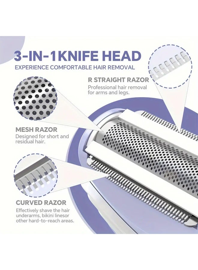 بولوز الحلاقة الكهربائية المدمجة للنساء ، الحلاقة اللاسلكية لإزالة الشعر مع رأس قابل للفصل ، شفرة الفولاذ المقاوم للصدأ ، مثالية للساقين والأذرعين ومنطقة البيكيني ، معدات الحلاقة للسيدات تصميم الحلاقة الأنيقة تصميم الحلاقة اللاسلكية - Image 2