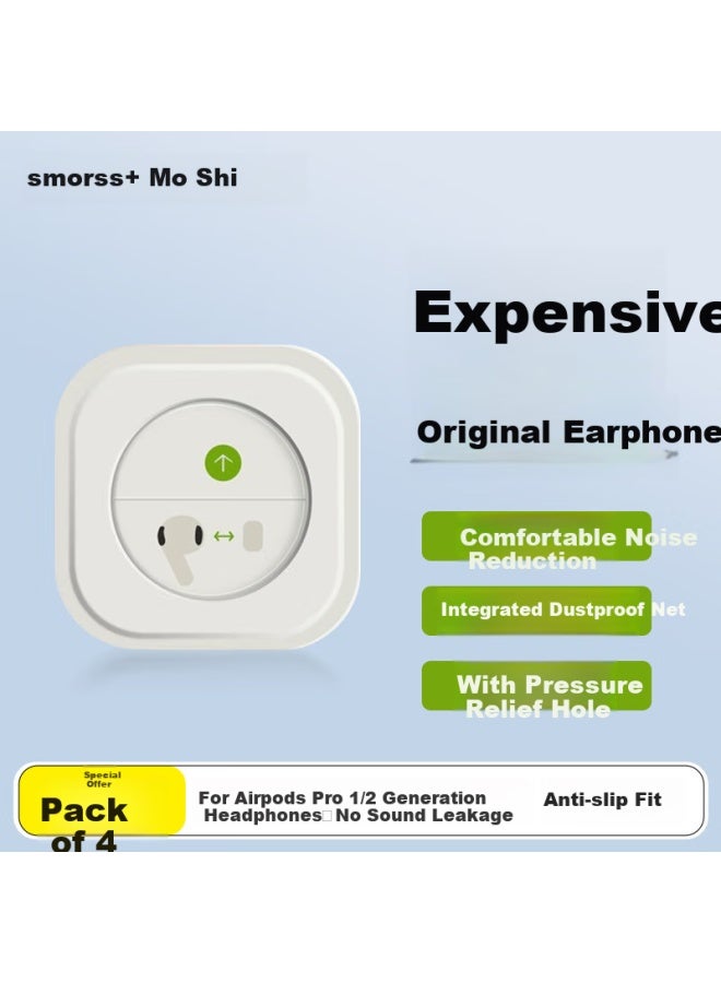 Smorss Earphone Tips And Covers For Airpods Pro/1/2 First And Second Generation Apple Bluetooth Earphones, Original Silicone Soft Tips Ultra-thin Anti-slip With Dust-proof Mesh, Medium + Large Size - Image 1