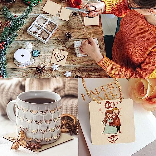 Thiecoc Unfinished Wood Pieces 80 Pcs 3"x3" inch Wood Board Wooden Squares Wooden Cutout Tiles, Rustic Craft Wood for Home Decoration, DIY Supplies - Image 3