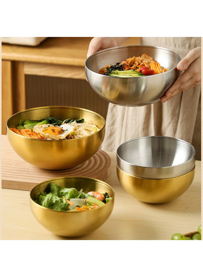 All-round Quanshi 304 Stainless Steel Korean-style Cold Noodle Bowl, 20cm Large Soup Bowl, Noodle Bowl, Korean Bibimbap Bowl, Tableware, Gold-plated - Image 4