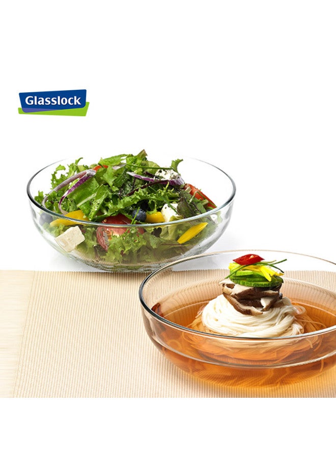 Glasslock Imported Tempered Glass Thick Large Capacity Salad Glass Bowl, Large Noodle And Soup Bowl, 1415ml, 2-piece Set - Image 3