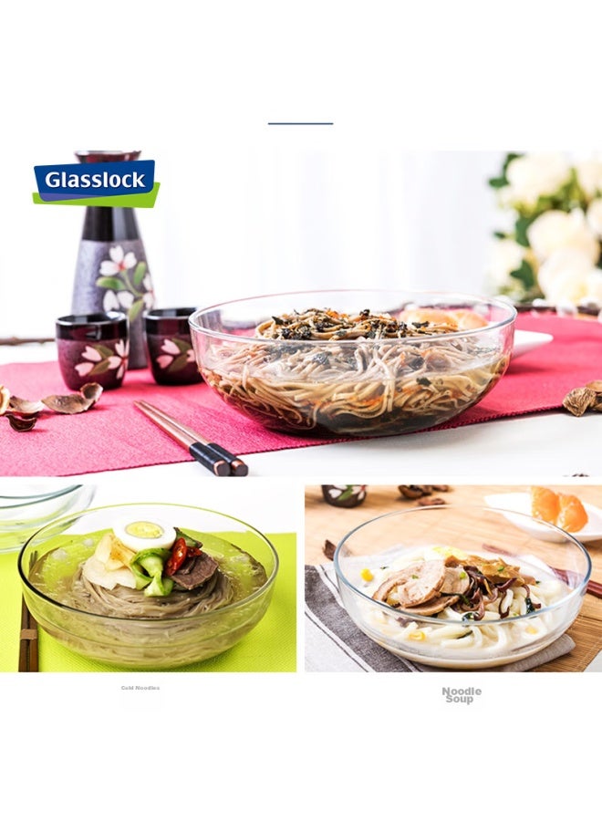 Glasslock Imported Tempered Glass Thick Large Capacity Salad Glass Bowl, Large Noodle And Soup Bowl, 1415ml, 2-piece Set - Image 5