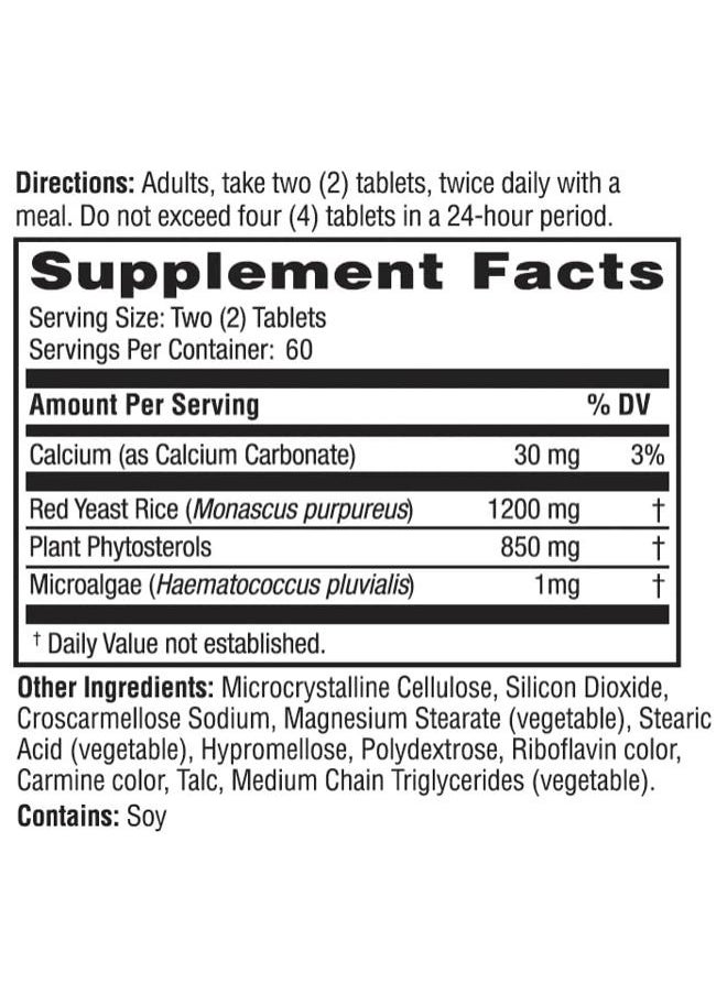 Weider - Red Yeast Rice Plus 1200mg - With 850mg of Natural Phytosterols- Gluten FREE - One Month Supply - Image 1
