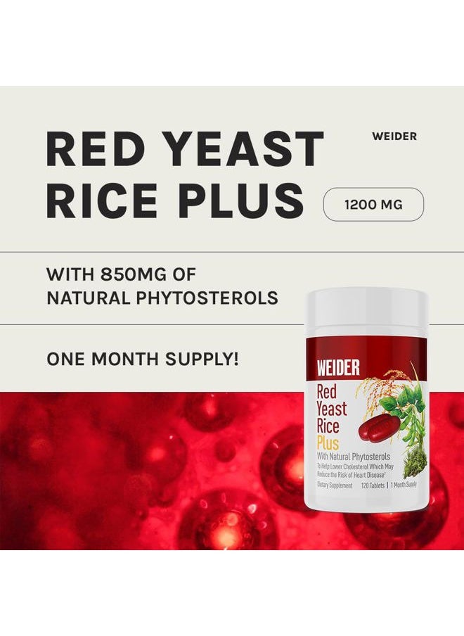 Weider - Red Yeast Rice Plus 1200mg - With 850mg of Natural Phytosterols- Gluten FREE - One Month Supply - Image 1