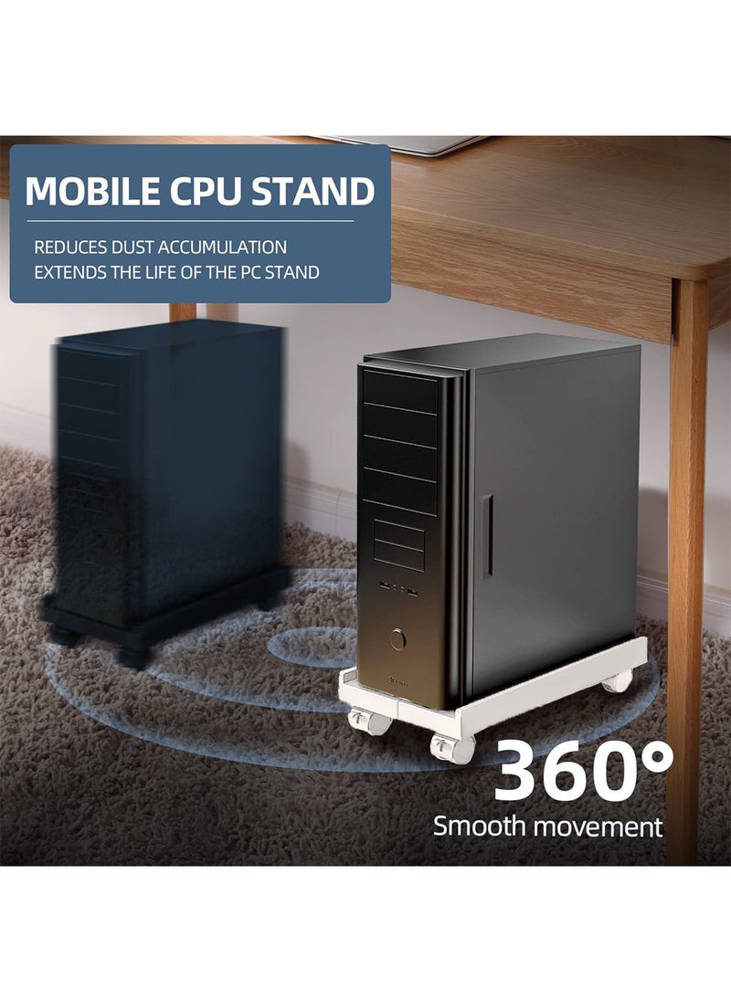 Flash Hawk Adjustable Mobile CPU Stand, Ventilated Computer Tower Stand with 4 Caster Wheels Fits Most PC under Desk for Office Home  - Image 4