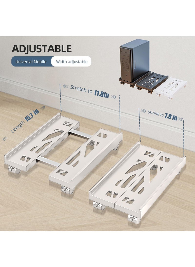 Flash Hawk Adjustable Mobile CPU Stand, Ventilated Computer Tower Stand with 4 Caster Wheels Fits Most PC under Desk for Office Home  - Image 5