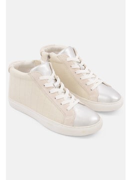 Kenneth Cole Women Lace Up Closed Toe Casual Shoes, Beige Combo  - Image 1