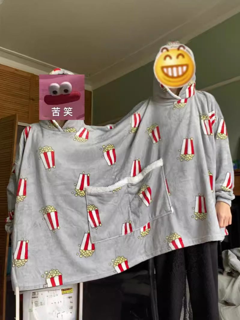 Creative Couple Double Pajamas Spring And Funny One-Piece Intimate Hooded Sweatshirt Popcorn Intimate Sweatshirt Trendy - Image 5