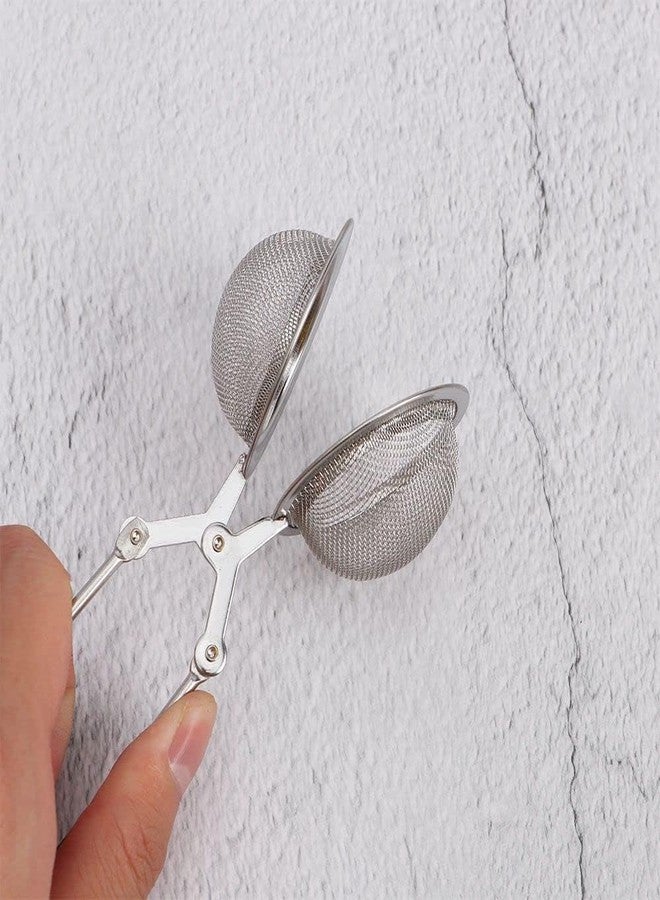 Dwuww Silver Large Snap Ball Tea Strainer with Handle,Tea Strainer Ball Stainless Steel Tea Infuser Filter Handle Tea Filter For Loose Tea and Leaf Coffee for Loose Leaf Tea Spices Seasonings - Image 4
