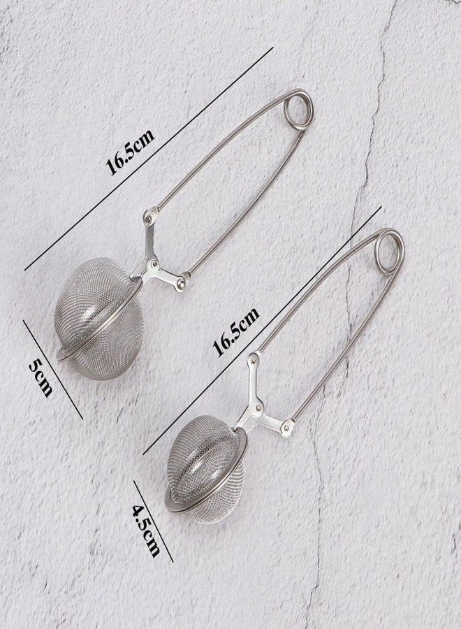 Dwuww Silver Large Snap Ball Tea Strainer with Handle,Tea Strainer Ball Stainless Steel Tea Infuser Filter Handle Tea Filter For Loose Tea and Leaf Coffee for Loose Leaf Tea Spices Seasonings - Image 2