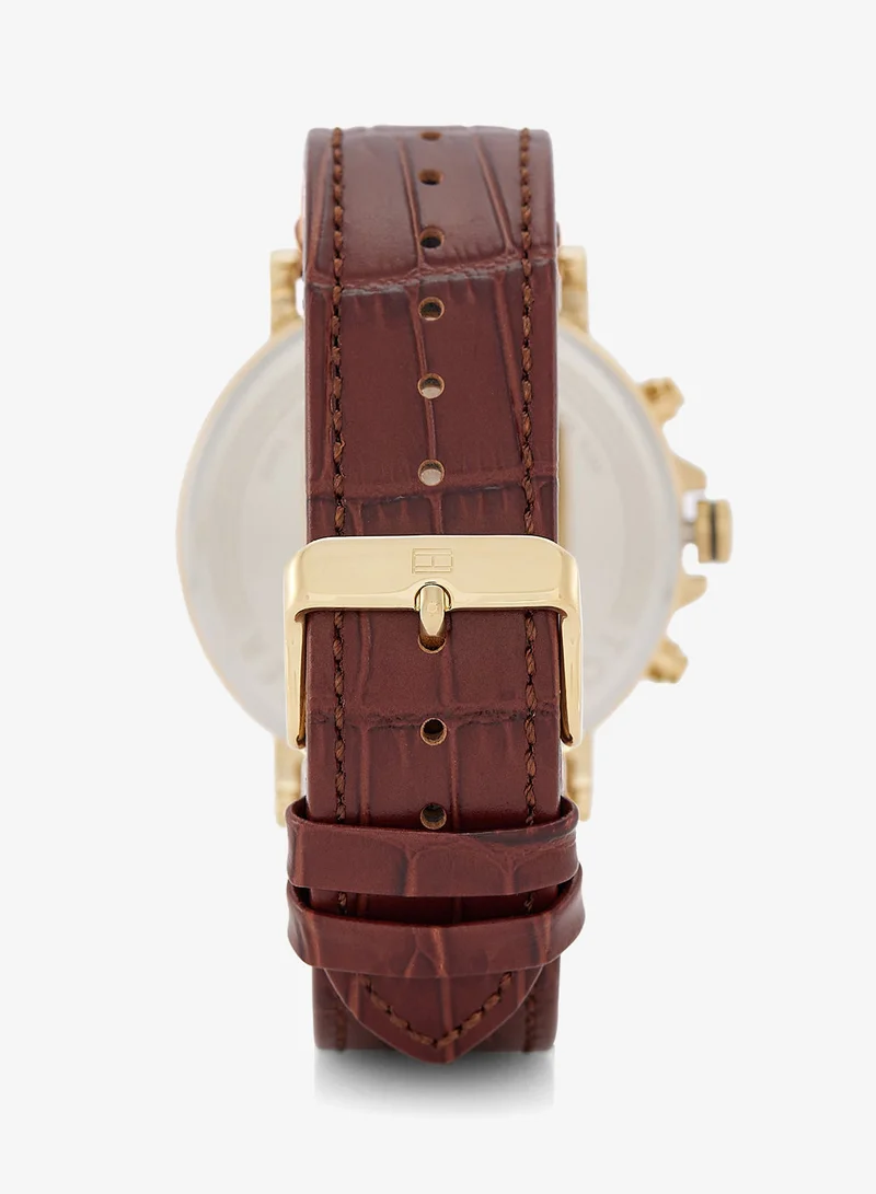 Tommy Hilfiger  Mens Analog Multifunction Quartz Watch With Light Brown Leather Strap - 1710380 for Men | Best Price UAE