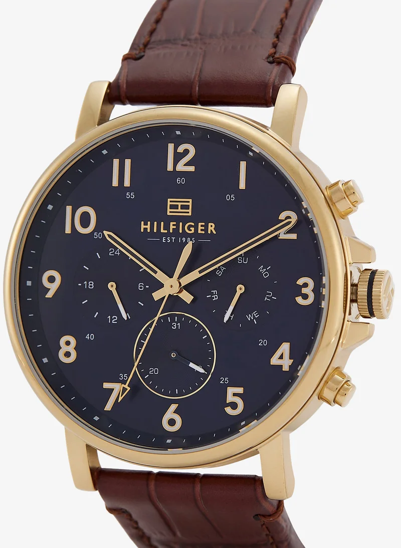Tommy Hilfiger  Mens Analog Multifunction Quartz Watch With Light Brown Leather Strap - 1710380 for Men | Best Price UAE