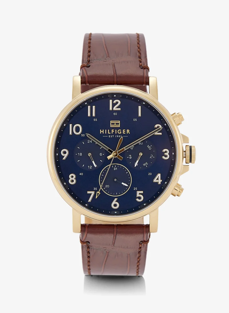 Mens Analog Multifunction Quartz Watch With Light Brown Leather Strap - 1710380