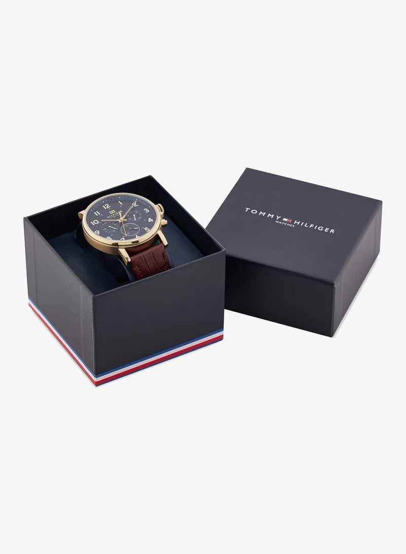 Tommy Hilfiger  Mens Analog Multifunction Quartz Watch With Light Brown Leather Strap - 1710380 for Men | Best Price UAE