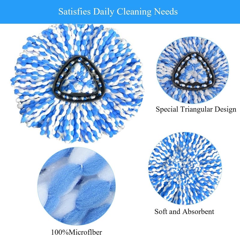 Isquene [5 Pack]Mop Heads Replacements, Spin Mop Replacement Head Deep Cleaning Machine Washable and Easy Replace,Spin Mop Refill Replacement Head 100% Microfiber,Mop Head Compatible with RinseClea - Image 3