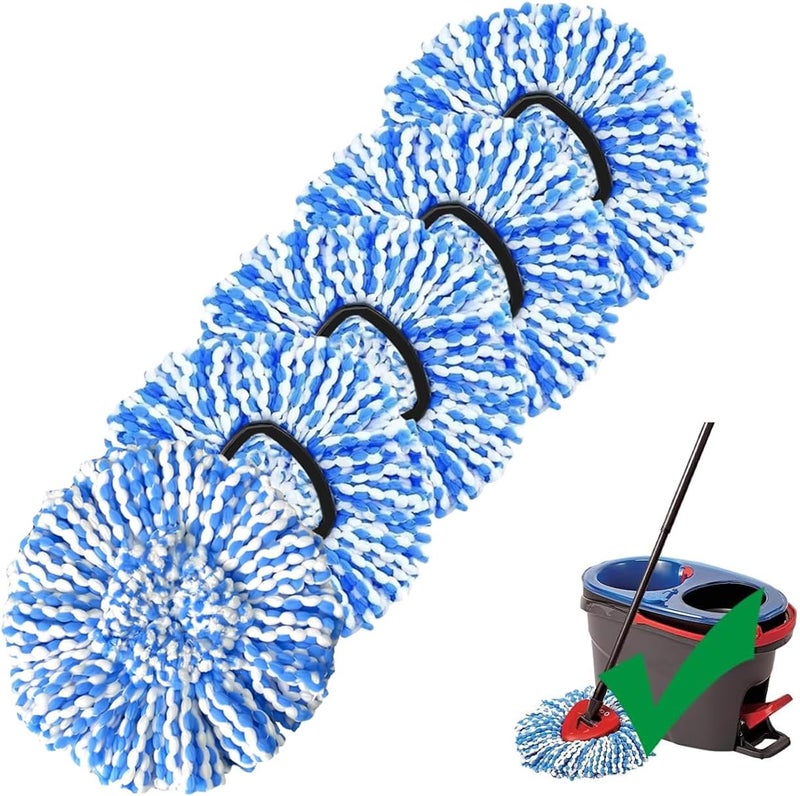 Isquene [5 Pack]Mop Heads Replacements, Spin Mop Replacement Head Deep Cleaning Machine Washable and Easy Replace,Spin Mop Refill Replacement Head 100% Microfiber,Mop Head Compatible with RinseClea - Image 1