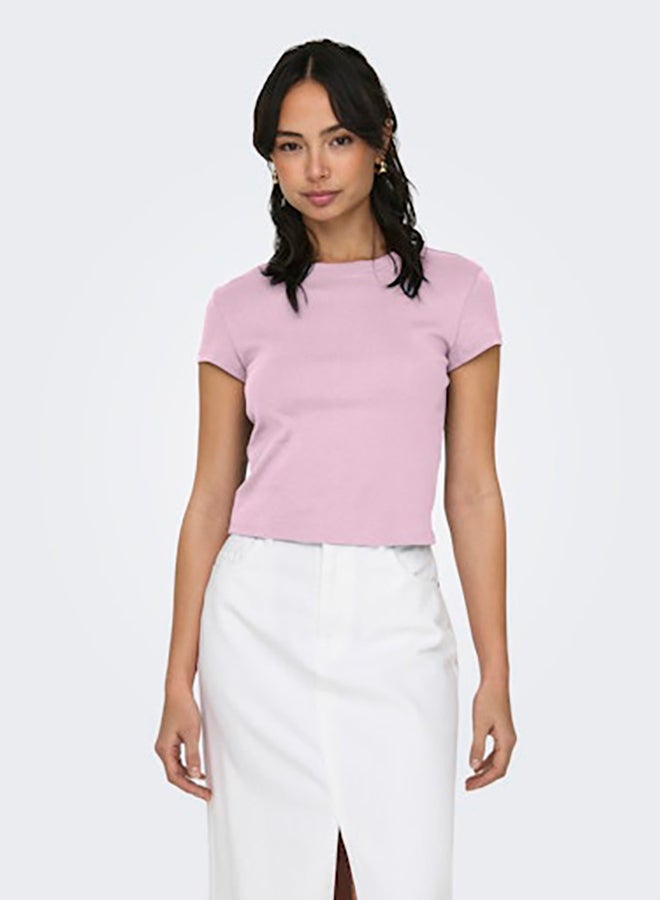 ONLY ONLY Womens Elina Shortsleeve O-Neck Short Top Juniors - Image 1