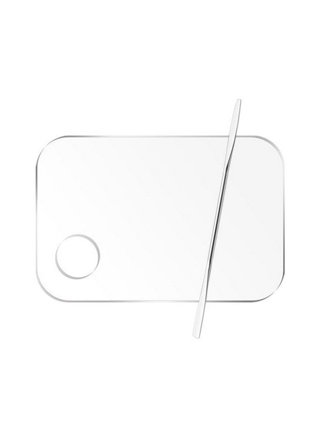 Mcduyant 2 Pcs Acrylic Makeup Palette Makeup Mixing Tray With Makeup Spatula For Beauty Salon Color Cream Liquid Foundation Mixing Palette (Rectangular) - Image 1