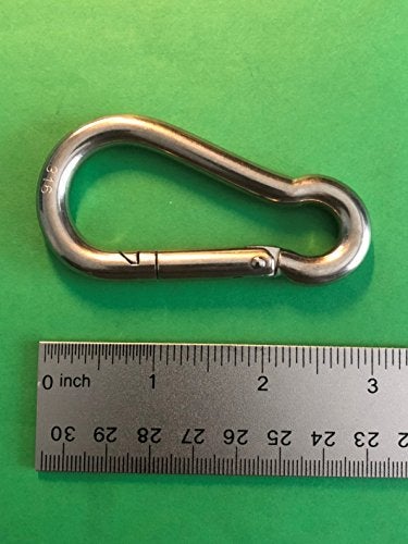 US STAINLESS 4 Pieces Stainless Steel 316 Spring Hook No Eye Carabiner 5/16" (8mm) Marine Grade - Image 2