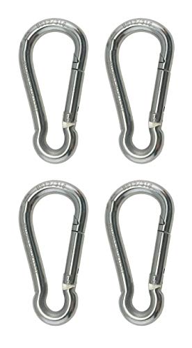 US STAINLESS 4 Pieces Stainless Steel 316 Spring Hook No Eye Carabiner 5/16" (8mm) Marine Grade - Image 1