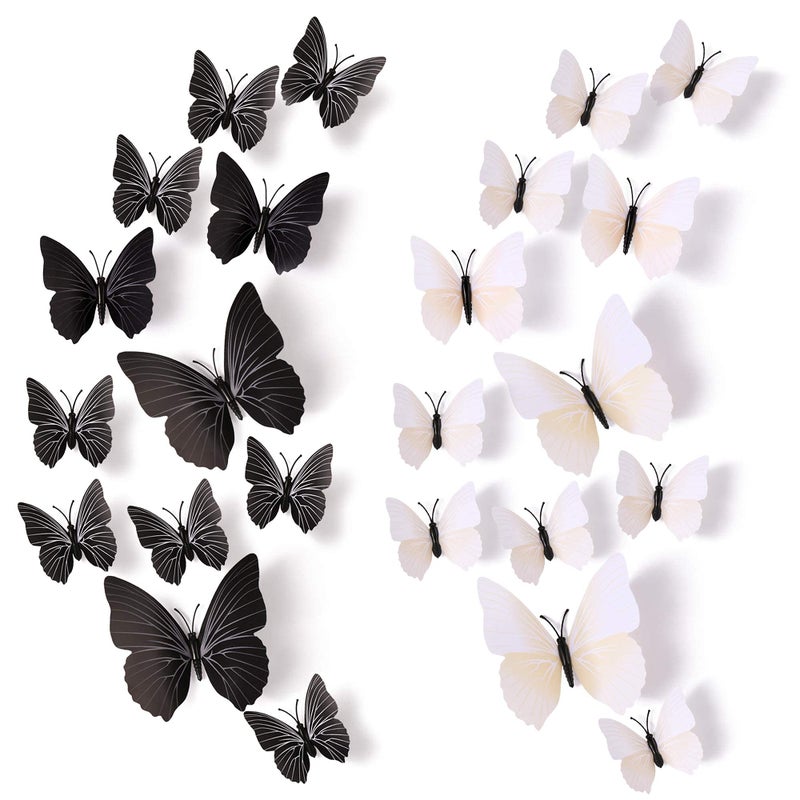 AM AMAONM 24pcs 3D Vivid Special ManMade Lively Butterfly Art DIY Decor Wall Stickers Decals for Nursery Bathroom Office 3D Crafts 