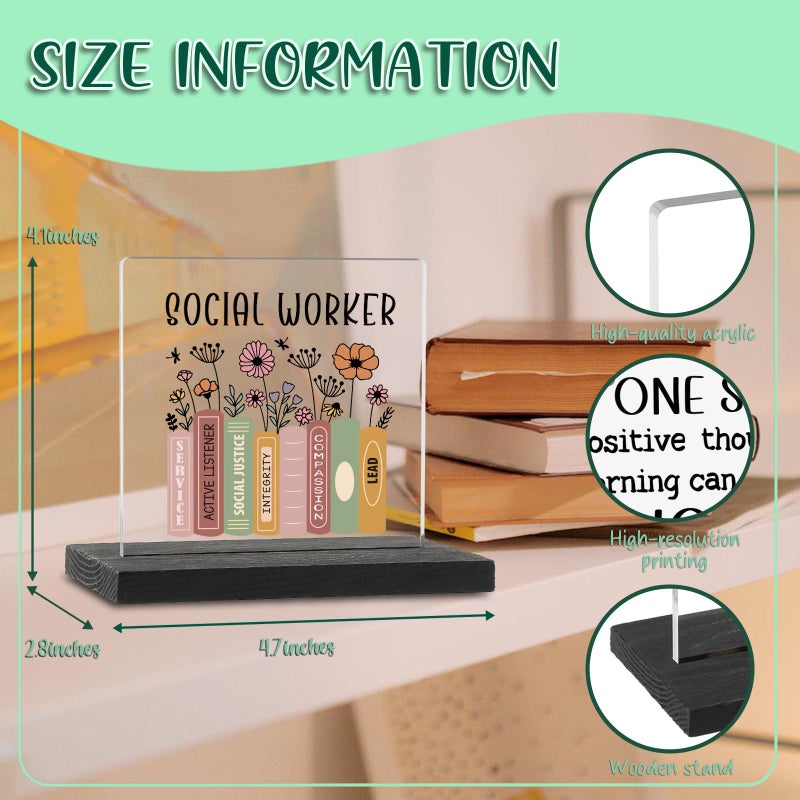 YODOCAMP Social Worker Gifts for Women Social Workers Desk Decor Sign Plaque, Appreciation Gift for Nursing Home Social Workers Coworker, School Social Workers Graduation Gift Acrylic Sign TZJ72 - Image 5