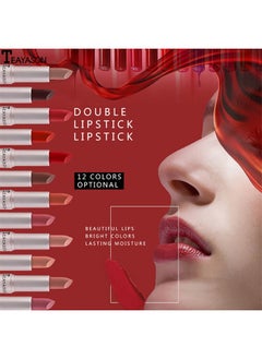 TEAYASON 2In1 Lipgloss & Lipstick，lipstick Double Head Non Stick Cup matte Fog Face Lip Gloss Two In One Paste Non Fading Stick Cup dark red Lip plumping Lipstick #06  - Image 5