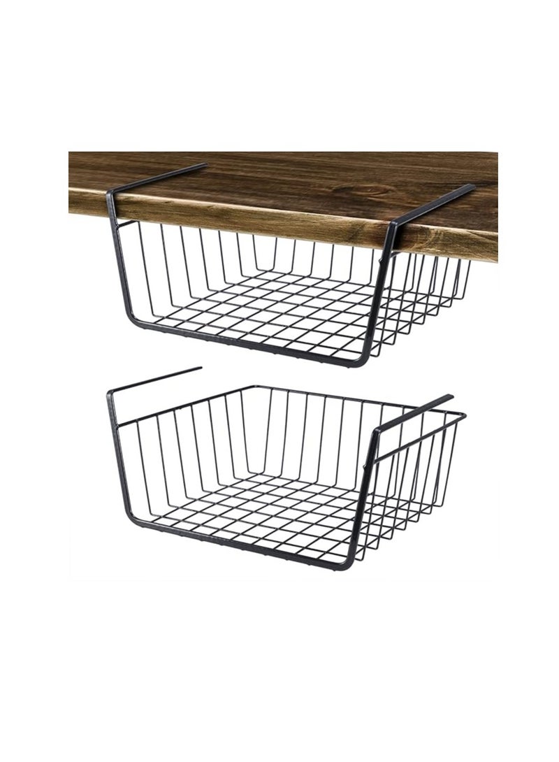 Undershelf Wire Storage Basket, Household Metal Hanging Bin Slides for Space Saving for Kitchen Pantry Bookshelf  - Image 1