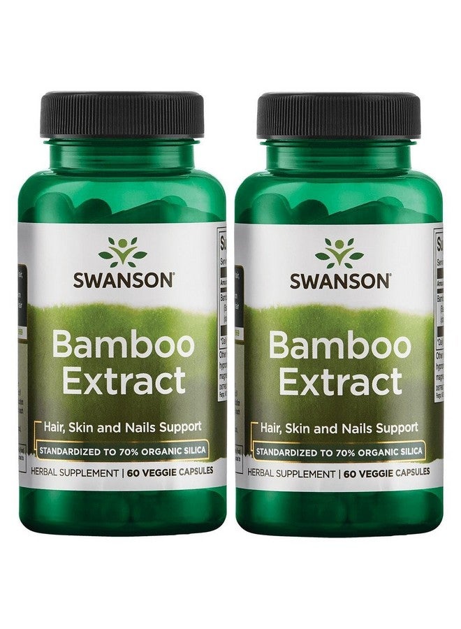 Swanson Bamboo Extract - Natural Hair, Skin and Nails Supplement - 70% Silica Content Supporting Collagen Formation & Bone Growth - (60 Veggie Capsules, 300mg Each) (2 Pack)