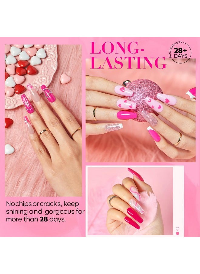 AZUREBEAUTY - AZUREBEAUTY Dip Powder Nail Starter Kit with Matte Coat, 8 Hot Pink Glitter Neon Summer Dip Powder Color, Dipping Powder Liquid Set with Base/Top Coat/ Activator/10 Nail Sticks Salon at Home - Image 1