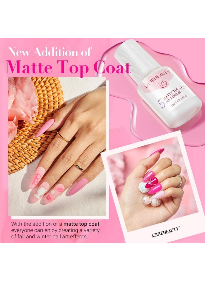 AZUREBEAUTY - AZUREBEAUTY Dip Powder Nail Starter Kit with Matte Coat, 8 Hot Pink Glitter Neon Summer Dip Powder Color, Dipping Powder Liquid Set with Base/Top Coat/ Activator/10 Nail Sticks Salon at Home - Image 1