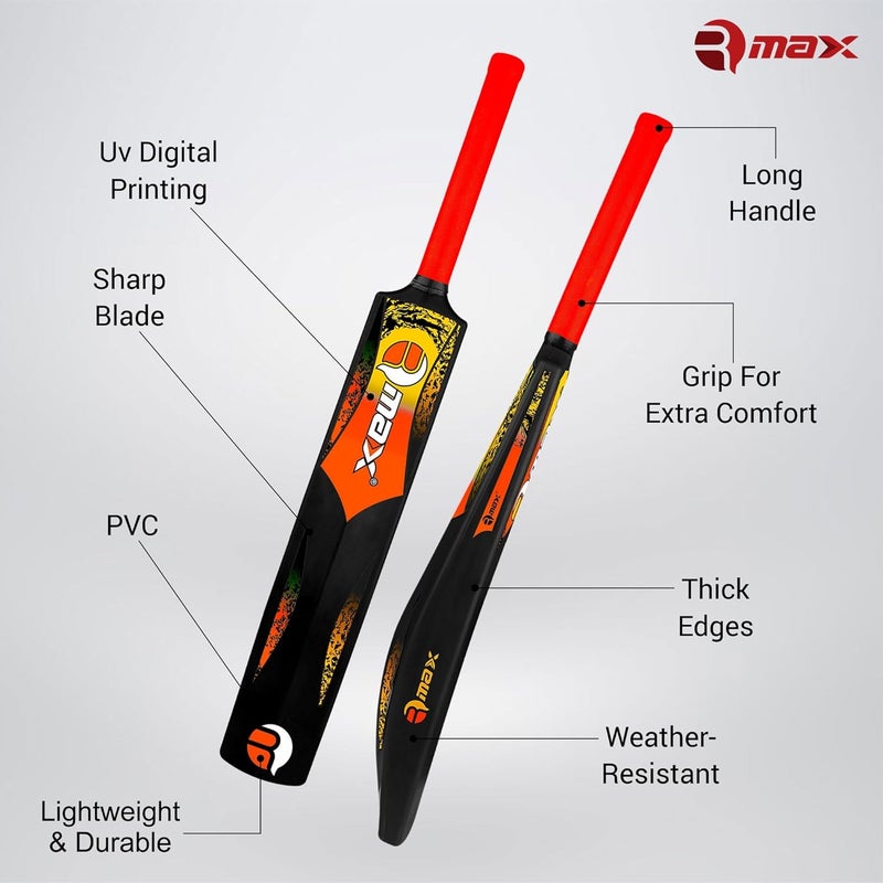 RMAX Gully Plastic Bat, Plasstic Cricket Bat Hard Plastic, Plastic Bat for Tennis and Wind Ball, Cricket Bat (Orange) - Image 3