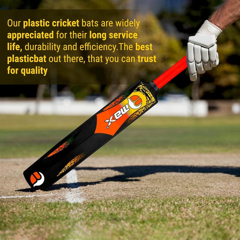 RMAX Gully Plastic Bat, Plasstic Cricket Bat Hard Plastic, Plastic Bat for Tennis and Wind Ball, Cricket Bat (Orange) - Image 2
