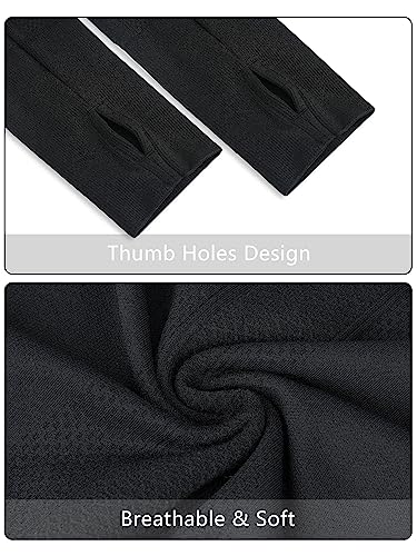Stelle Womens Seamless Workout Top Yoga Athletic Shirt with Thumb Hole Breathable for Sports Running Slim Fit(Black, S) - Image 5