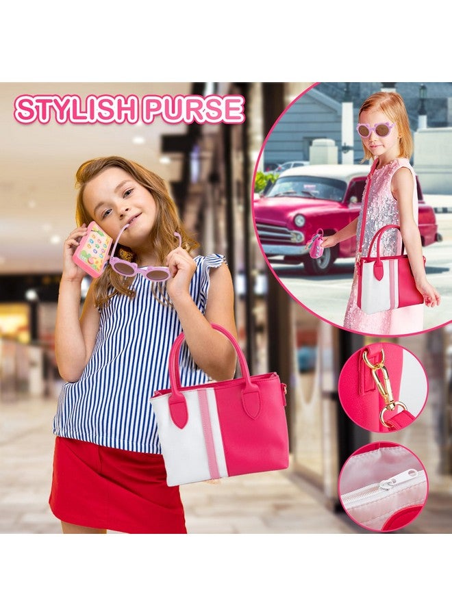 Juboury Play Purse For Little Girls, Pretend Play Accessories With Wallet, Toy Phone, Credit Card, Keys, Princess Pretend Makeup Girl Toys For 3 4 5 6 7 8 Years Old  - Image 2