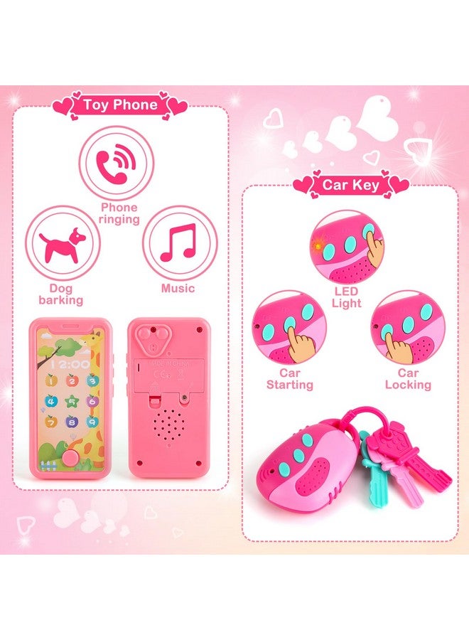 Juboury Play Purse For Little Girls, Pretend Play Accessories With Wallet, Toy Phone, Credit Card, Keys, Princess Pretend Makeup Girl Toys For 3 4 5 6 7 8 Years Old  - Image 4